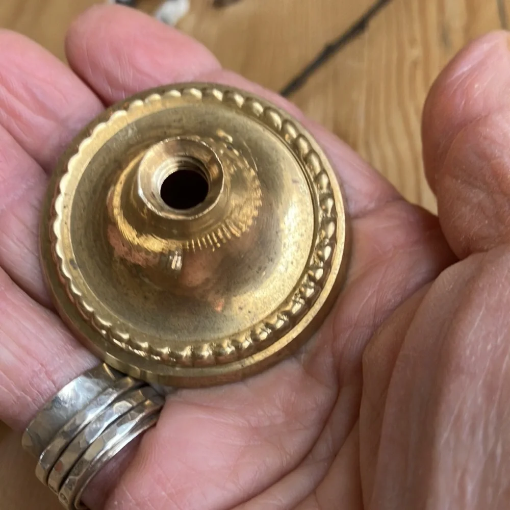 2/$30 Vintage Mini Brass Bud Vase 5.5” Tall 2 and 7/8’s” Base Patina Finish